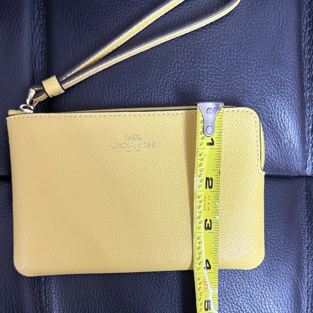 Coach Soft Yellow and Gold Logo Wristlet Clutch - Picture 10 of 16